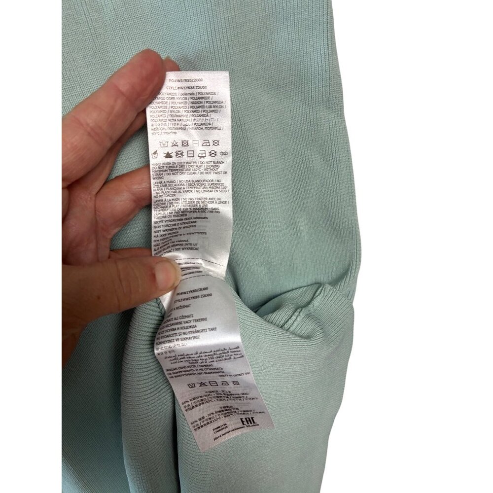 NWT GUESS Cap Sleeve Charlotte Bodycon Ribbed Dress M Aqua Ice Mint Green *READ - Picture 10 of 12